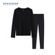 舒雅（Schiesser）女士3A抗菌 舒美棉圓領(lǐng)秋衣秋褲 保暖內衣套裝 黑色 M