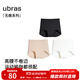 ubras25年新品無(wú)尺碼包臀高腰平角褲三條裝女舒適無(wú)痕不夾臀內褲 黑色+瓷肌色+白色 3條 均碼 U（適合45-65kg）