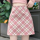 沂歆毛呢半身裙裙子女冬季2026年新款a字短裙格子裙小個(gè)子百搭包臀裙 【短款】粉色格子半身裙 M （建議體重約90-105斤）