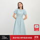 范思藍恩法式氣質(zhì)方領(lǐng)連衣裙女夏季2025新款顯瘦修身裙子2623 湖水藍 S
