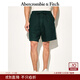 Abercrombie & Fitch男裝25夏季美式復古百搭松緊腰寬松五分褲休閑短褲128-5048 橄欖綠 L (180/86A)