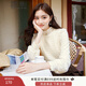香影蕾絲上衣女2025秋冬季新款絨感重工鏤空氣質(zhì)半高領(lǐng)內搭打底衫 米色 S