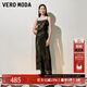 VEROMODA連衣裙2025新款醋纖光澤感捏褶收腰吊帶裙32527A065 黑色 S