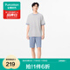 全棉時(shí)代（PurCotton）25夏新品男女士睡衣情侶家居服套裝抗菌針織舒彈透氣 浮云灰（短袖短褲） 2XL (女款175/男款185）