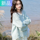 妃奧絨甜美蕾絲拼接蝴蝶結藍色毛衣2025秋冬新款韓版軟糯外穿針織衫上衣  奶藍色 M