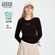 Teenie Weenie小熊女裝T恤2025秋季新款舒適拼接時(shí)尚圓領(lǐng)長(cháng)袖上衣