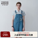Teenie Weenie小熊夏裝學(xué)院風(fēng)休閑背帶褲復(fù)古韓版牛仔褲短褲女