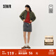 森馬[商場(chǎng)同款]牛仔半身裙女做舊A字裙潮酷2025秋季新款辣妹短裙 深灰20958 XL