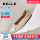 百麗（Belle）舒芙蕾絨面平跟單鞋女2025秋新商場(chǎng)款羊皮軟底便鞋E1E1DCQ5 米白 37