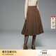顏域高腰A字半身裙女2025新款冬季時(shí)尚復古簡(jiǎn)約中長(cháng)款黑色百褶裙 咖色 L/40