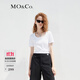 MO&Co.春夏U領(lǐng)短袖T恤LOGO膠章簡(jiǎn)約修身內搭外穿摩安珂 漂白色 建議和客服確認尺碼哦 S 160 建議和客服確認尺碼哦