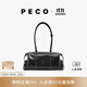 PECO小丑保齡球包植鞣皮油蠟長(cháng)柄法棍腋下手提通勤單肩波士頓女包禮物 中號經(jīng)典黑頭層熔巖油蠟牛皮預售10天