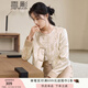 香影新中式國風(fēng)外套女2025秋季新款絕美米色圓領(lǐng)正肩提花盤(pán)扣上衣 米色 L