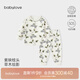babylove【紡軟織柔】寶寶分體套裝長(cháng)袖家居服春秋款純棉新生嬰兒睡衣 紫袂枝頭 90 cm