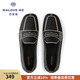 MALOVE MZ樂(lè )福鞋女一腳蹬春秋舒適時(shí)尚莫蘭迪深口方頭低跟鞋單鞋 經(jīng)典黑 39