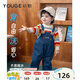 幼歌（YOUGE）嬰幼兒秋季童趣卡通牛仔背帶褲寬松柔軟細膩不掉色褲子 牛仔藍(66-90襠開(kāi)扣) 90 cm