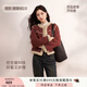 香影【貓貓絨】皮毛一體短款外套女2025秋冬季新款麂皮絨仿生皮草 暗紅 S