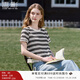 香影流蘇條紋黑色t恤女短袖2025夏裝新款寬松休閑風(fēng)正肩圓領(lǐng)上衣 黑色 T恤款 M 160/84A/95-110斤