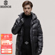 BESNOS意大利品牌鵝絨羽絨服中長(cháng)款加厚保暖冬裝2025冬季新款時(shí)尚連帽男 黑色 高端鵝絨 M