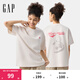 Gap女裝2025春季新款純棉logo印花短袖T恤寬松休閑上衣727407 米色 XL (175/92A) 亞洲尺碼