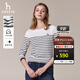 哈吉斯（HAZZYS）女裝 秋款T恤經(jīng)典條紋休閑長(cháng)袖T恤ABTSE0BCF05 白色WT M (160/84A 38)