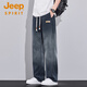 JEEP SPIRIT天絲牛仔褲男2026春夏星空紋漸變直筒寬松美式潮牌春季休閑長(cháng)褲子 星空藍色 XL