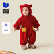 迷你巴拉嬰兒衣服寶寶新生兒加絨連帽連體衣爬服外穿紅色圣誕衣服2025冬款