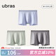 ubras【60S新疆棉】萊卡男士?jì)妊澘咕浇峭笟庵醒慕茄?3條) 奶鹽藍色+鼠尾草色+鴿羽灰色 3條 XL