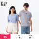 Gap男女裝2025春季新款純棉條紋圓領(lǐng)短袖T恤常規上衣美版 藏藍色條紋 768022 M 美碼 L亞洲碼180/96A