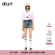 DZZIT地素時(shí)尚短袖T恤春夏季手工釘珠花瓶印花寬松上衣女3H2B3241N 紫色 S