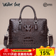 Walker Shop輕奢男包【高端鱷魚(yú)皮】商務(wù)皮包男款公務(wù)包手提包男士公文包  咖啡 38*29*8CM