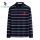 U.S. POLO ASSN.保羅POLO衫男秋冬休閑長(cháng)袖T恤條紋翻領(lǐng)上衣男裝 藏青    XL   