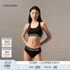 Calvin Klein內衣女士美拉德提花ck無(wú)鋼圈輕運動(dòng)可抽取墊交叉美背文胸QP3072O UB1-太空黑 M