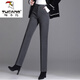 啄木鳥(niǎo)垂感毛呢直筒褲女秋冬2025新款中年女褲大尺碼高腰顯瘦休閑褲子 深灰色 【】 L 【建議107-118斤】