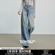 初語(yǔ)焦點(diǎn)牛仔｜2025秋季新款潑墨甩點(diǎn)純棉隨性不羈牛仔闊腿褲子 懷舊藍 29