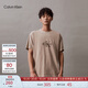 Calvin Klein Jeans夏季男士休閑通勤ck字母疊印純棉打底短袖T恤ZM02716 PE5-蜜茶棕 S