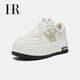 HR赫蓮娜女鞋子2025年秋季新款休閑板鞋厚底字母刺繡米色37
