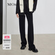MO&Co.抽繩松緊彈力高腰寬松直筒休閑褲女黑色闊腿褲休閑運(yùn)動褲女 黑色-第2批 M 165