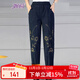 婉荷秋冬裝中老年女褲媽媽牛仔褲加絨褲冬季加厚棉褲高腰大碼中年人褲