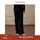 VGRASS【青梅煮酒】維格娜絲秋季新款三宅風(fēng)褶皺闊腿褲休閑褲 墨黑色 M