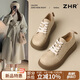 ZHR勃肯鞋女春秋摩登氣質(zhì)復古皮鞋女厚底百搭樂(lè )福休閑鞋JF131杏色38