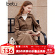 百圖betu女裝秋冬新款連衣裙時(shí)髦拼接兩件式法式復古裙子2310T92 咖啡色 L