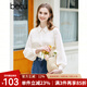 百圖betu女裝春季新款襯衫氣質(zhì)時(shí)髦翻領(lǐng)上衣長(zhǎng)袖襯衣女2301T26 淺杏色 M