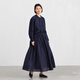 無印良品（MUJI）女式 棉紗 抽褶裙 長半身裙女款裙子25年秋季女裝 BE1XTA5A 深藏青色 S (155/62A)