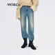 MO&Co.【SMILEY聯(lián)名】牛仔褲臟污噴墨做舊棉質(zhì)摩安珂 牛仔藍色 XS 25