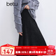 百圖betu女裝冬季新款半身裙高腰燈芯絨坑條顯瘦裙子女2411T69 黑色 M