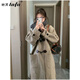 她芙（tafu）品牌女裝毛呢外套女2025冬季新款小個(gè)子赫本風(fēng)氣質(zhì)牛角扣呢子大衣 淺灰色 M