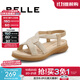 百麗（Belle）舒適休閑媽媽涼鞋女商場(chǎng)同款水鉆涼鞋A9U1DBL4 杏色 36 (230mm)