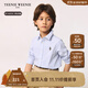 Teenie Weenie Kids小熊童裝25春夏新款男女童寶寶長(cháng)袖條紋襯衫 藍色 160 cm