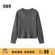 森馬（Semir）森柔毛衫|毛衣女刺繡V領(lǐng)顯瘦寬松2024絞花上衣復古風(fēng)109724107014